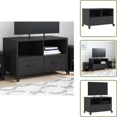 TV-Schrank Schwarz 68x39x43,5 cm Stahl - TV-Schrank - TV-Schränke - TV-Möbel - TV-Ständer (1/5)