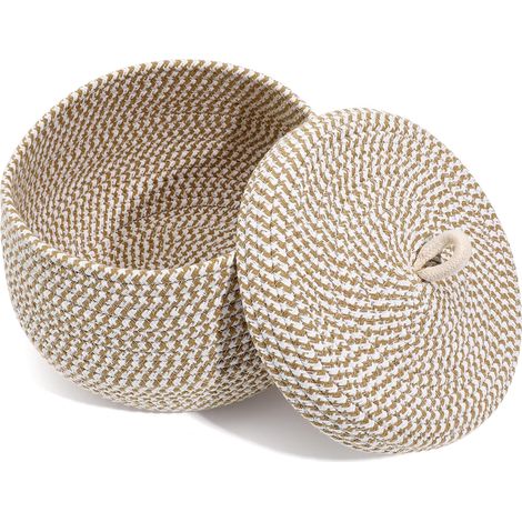 Cesta de cuerda con tapa, multifuncional para cubiertos o plantas. (1/4)