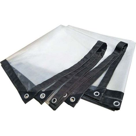 2x2 mètres Bâche imperméable transparente avec œillets, bâche en plastique transparente épaissie, bâche imperméable à la pluie