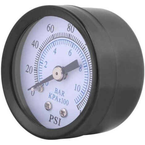 Manomètre à Vide, 0160psi / 010bar Manomètre de Haute précision Double échelle pour Carburant air Huile Eau Liquide, 50 mm Filetage NPT 1/8" Mini Manomètre pour Air Eau (1/4)