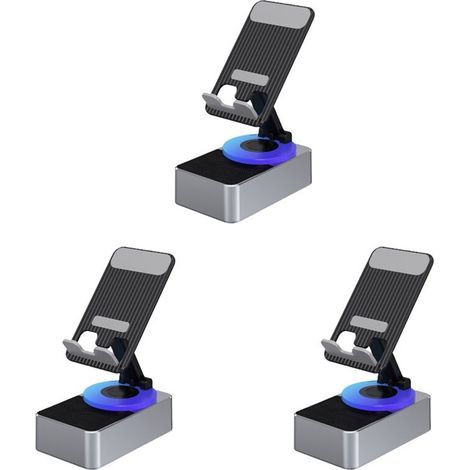 3X supporto telefono portatile 3 in 1 banca alimentazione audio altoparlante chiamata scrivania rotante pieghevole multifunzione grigio