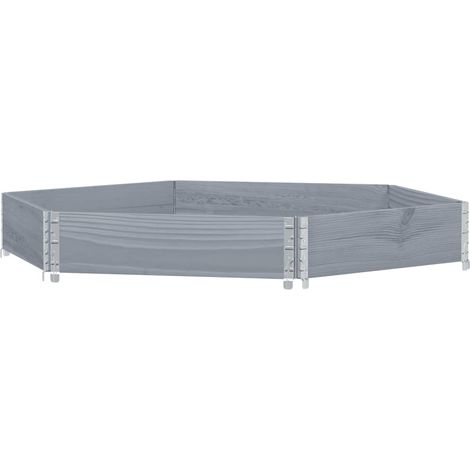 Vassoio per fioriera aiuola rialzata piante fiori terrazza giardino esagonale 160 x 160 cm legno massello di pino grigio 020039880