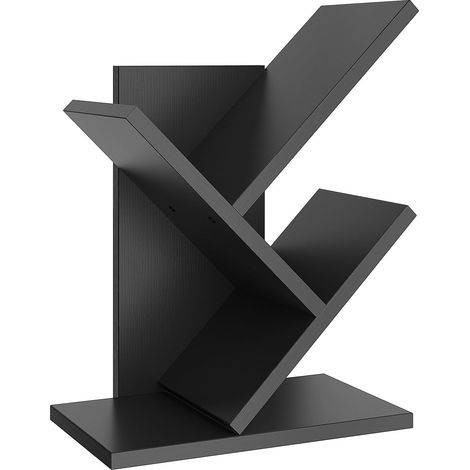 Bibliothèque d'arbre, Étagère à Livres sur Pied, Étagère de Rangement pour Magazines, CD, pour Salon, Chambre, Bureau, 40.5 cm, Noir (1/5)