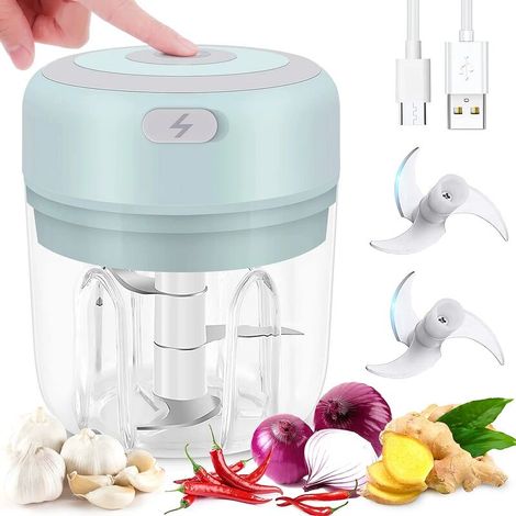 Robot de cuisine électrique avec mini hachoir à oignons (250 ml) pour l'ail, les oignons, les légumes, la viande, la viande hachée et la purée (1/5)