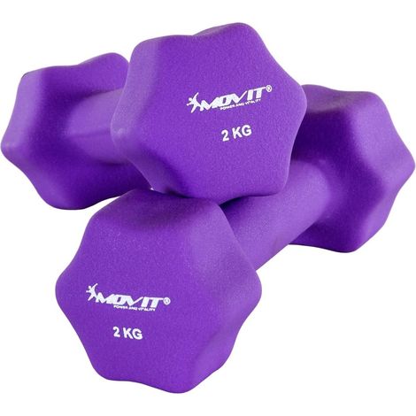 Movit® 2er Set 2,0 kg Neopren Hanteln Kurzhantel, Lila (1/5)