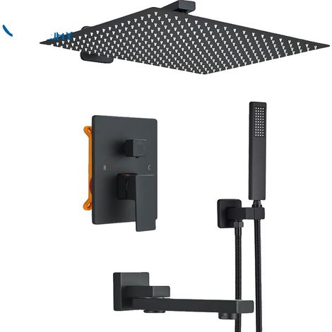 Grifo de ducha, acero inoxidable, fácil control, 16 pulgadas, 3 vías B (1/2)