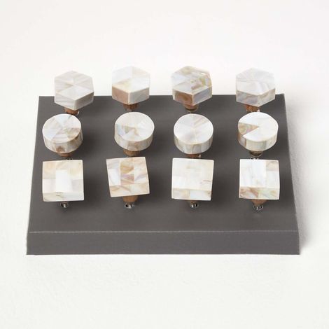 HOMESCAPES Set of 12 Marble Effect Ceramic Furniture Drawer Knobs