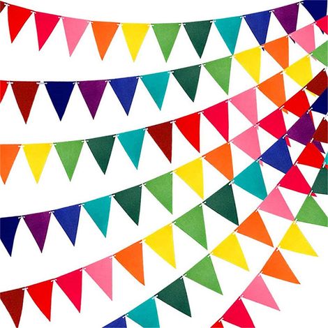 5 morceaux Banderole de Fête Forme Triangulaire Feutrine 18x15x6cm Fanions Décoratifs Drapeaux Colorés pour Décoration de Fête (1/5)