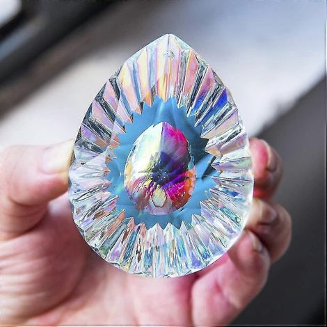 Lustre en cristal, attrape-soleil, ornement suspendu. Prismes en cristal en forme d'œuf, pendentifs attrape-soleil arc-en-ciel, 0,89 mm. (1/5)
