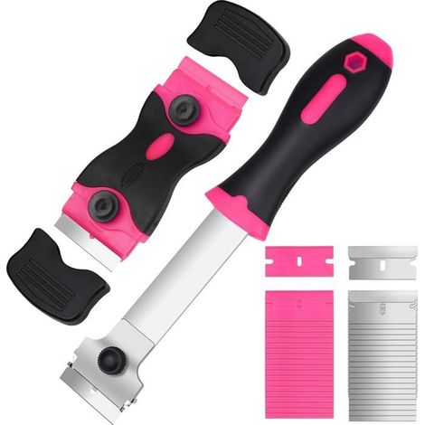 Grattoir à verre en céramique rose en 2 pièces avec 40 lames, outil de nettoyage multi-surfaces pour adhésifs et (1/5)