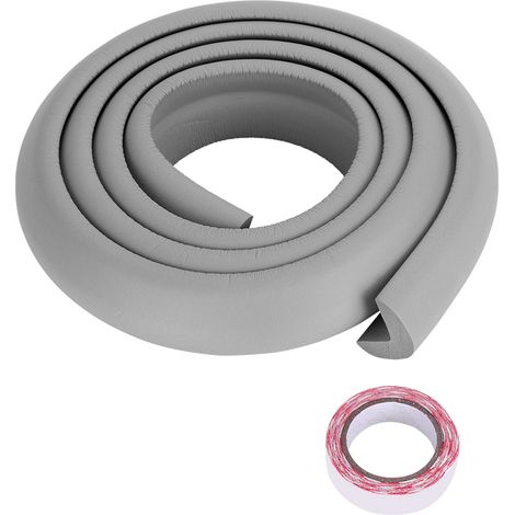 Tira protectora de goma de 2 m para mesas y esquinas - Seguridad infantil - Protector de bordes de mesa (gris)