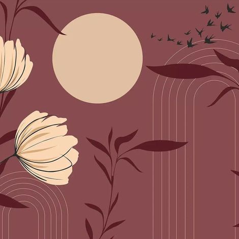papier peint panoramique motif graphique rouge et beige - Sanders & Sanders (1/5)