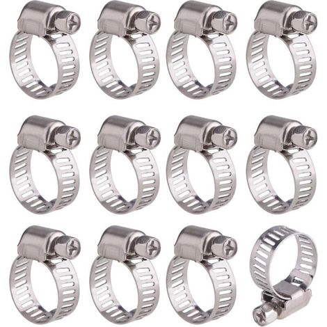 Enowelir 12 Pièces Collier de Serrage Tuyau Ajustable en Acier Inoxydable Tuyau Pinces Clips Fixation (10-16 mm) (1/3)