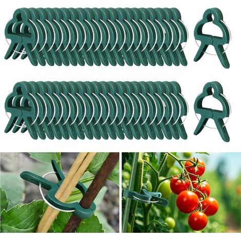 50 - Clip per piante - Clip per pomodori - Supporto riutilizzabile per ortaggi e fiori e 43 Fissaggio forte e senza danni per giardino esterno Verde 4,5x3cm (1/5)