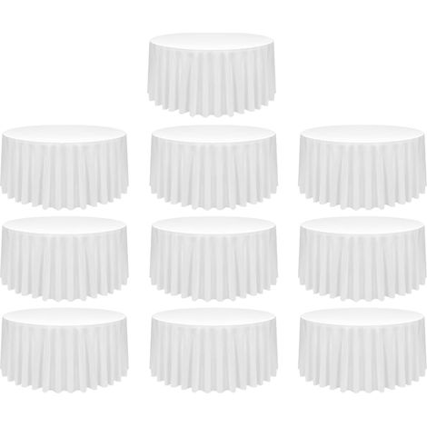Nappe Ronde - Polyester 180 G/M² - Blanc - Diamètre 30 Cm - Anti-Tache Anti-Plis - Lavable En Machine - Lot De 10