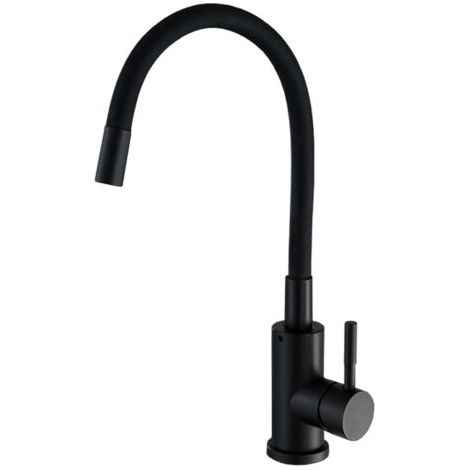 Robinet Cuisine Flexible Robinet avec 2 Types de Jets, Mitigeur Cuisine Rabattable, Flexible Mitigeur Evier avec Eau Chaude et Froide (Noir) (1/4)