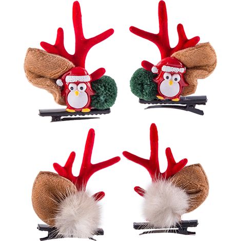 1 Pince à cheveux,bois de renne,oreilles de cerf,résistante,légère,fête de Noël (1/5)