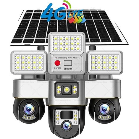 Cámara de seguridad solar, panel solar de 15 W, farola con temporizador, cámaras solares 4G (1/2)