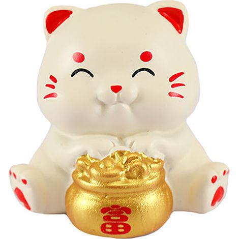 Cuenco en miniatura para coche y hogar, figura de gato de la suerte hecha de resina, regalo de bienvenida y decoración Feng Shui. (1/5)