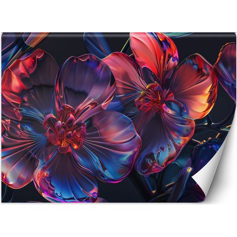 Fototapete 3D-Glas-Makro-Blumen 200x140 cm