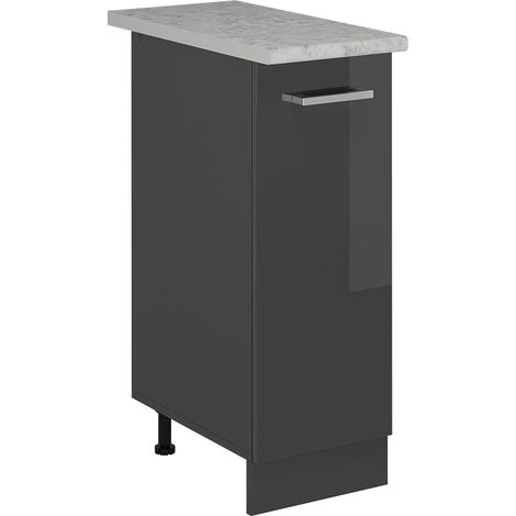 Armadio cucina dispensa alto R-Line, Antracite lucido, 30 cm PL Marmo, Vicco