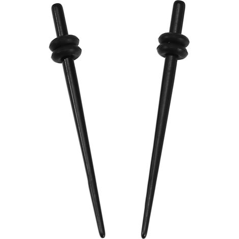 Kit d'extension d'oreille en acrylique avec embouts coniques et joints toriques, 2 pièces noires (1/3)