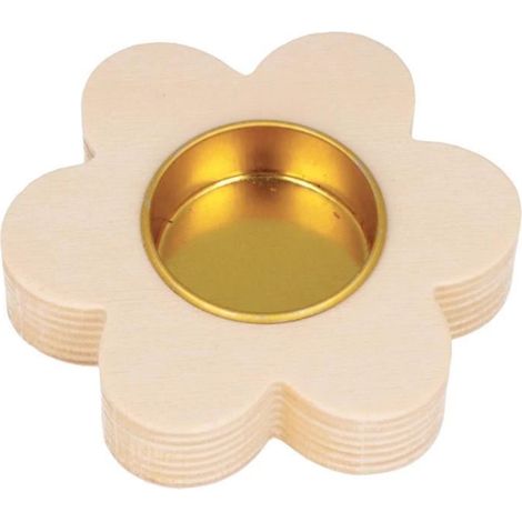 Bougeoir - ARTEMIO - Fleur - Ø 9,5 cm - Bois - Décoration intérieure