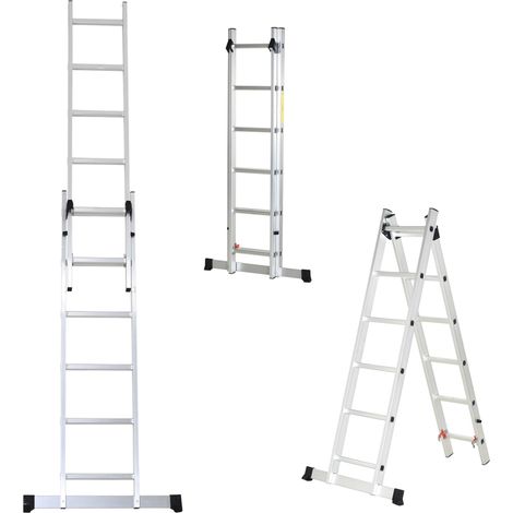 Scala doppia pieghevole in alluminio da 2,5 m con piedini antiscivolo, gradini ampi e sicuri, struttura a cavalletto stabile, ideale per uso interno ed esterno, per il fai da te in casa.