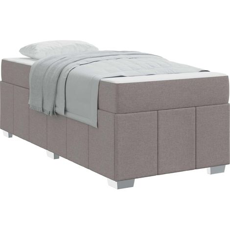 Lit simple  Lit adulte  Cadre de lit avec matelas Taupe 80 x 200 cm tissu
