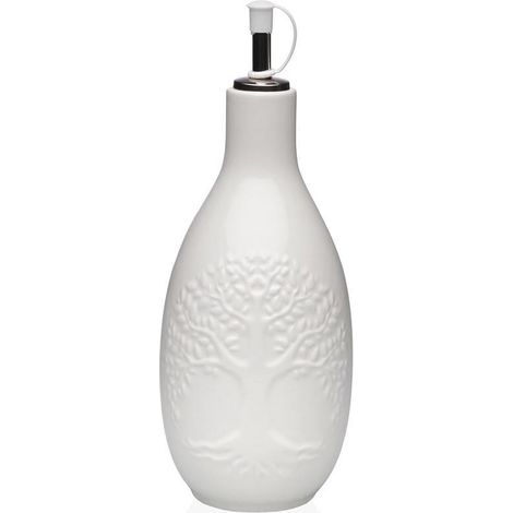 VERSA aceitera ceramica blanca arbol 9x9x20.5 cm , Aceitera de cerámica blanca Árbol, un accesorio elegante y funcional diseñado para almacenar y servir aceite o vinagre con estilo