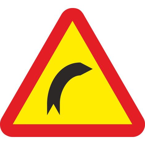 Señal Vial Metálica Curva Peligrosa Hacia La Derecha Lado 700 mm