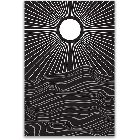 Tableau soleil abstrait noir et blanc