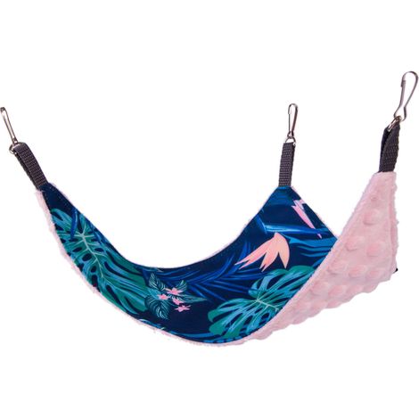 Hamac triangulaire pour rongeurs, tropical + minky rose (1/4)
