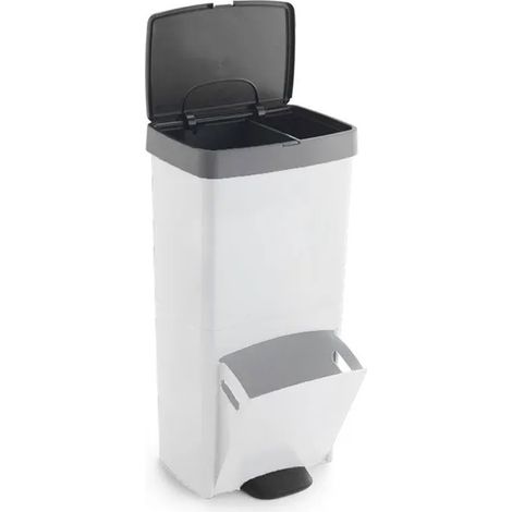 Kitchen Move – Poubelle tri sélectif 70L – Format vertical compact 39x29x76,5 cm – Couvercle à pression – Séparateur amovible 40L + 30L (1/3)