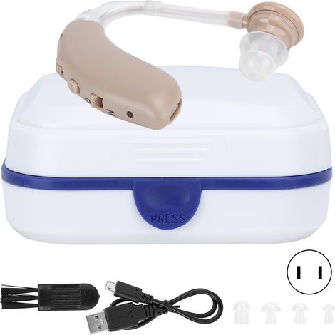 Appareil auditif Bluetooth rechargeable numérique amplificateur son clair pour malentendants 100‑240V prise US couleur chair (1/5)