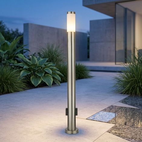 Globo – Lampadaire d'extérieur en acier inoxydable – 2 prises d'éclairage IP44 – Hauteur 110cm – Douille E27 – 3159K (1/5)