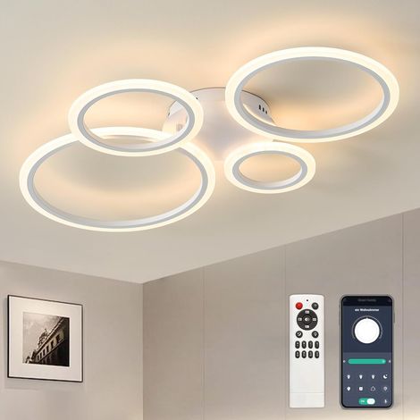 Dimmable LED Ceiling Light, 80 cm, 40-80 W, Living Room, Bedroom Lamp with Remote Control, Colour Changing, Energy-Saving Ceiling Light (1/5)