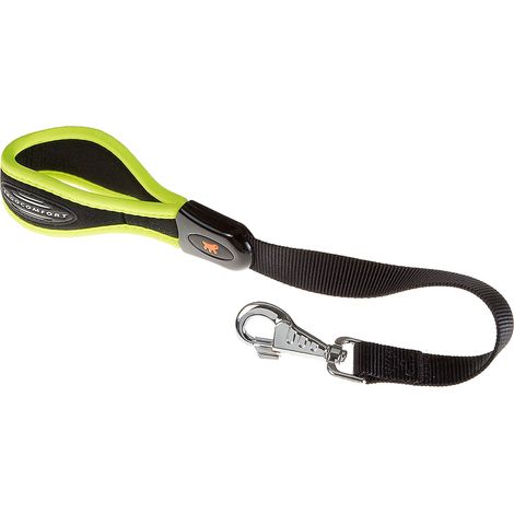 Ferplast ERGOFLUO GM Laisse courte pour chiens en nylon avec poignée souple. Variante - Misure: 25 mm x L 55 cm - Jaune (1/5)