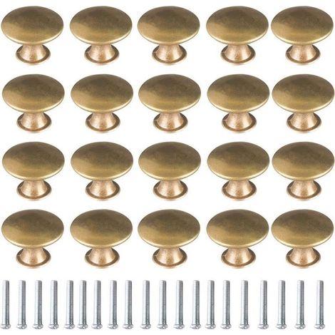 Bouton de meuble vintage en laiton 20 pièces – Poignée champignon 30x21mm – Pour tiroirs et armoires – Finition lisse et rétro (1/5)