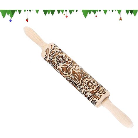 1 Rouleau à pâtisserie, motif élan, roulements à billes, bois durable, cuisine familiale, Noël (1/5)