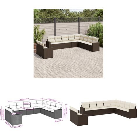 10-tlg. Garten-Sofagarnitur mit Kissen Braun Poly Rattan - Gartensofa - Outdoor Möbel - Lounge Set - Rattan Sofa - Gartenlounge - Home & Living (1/3)