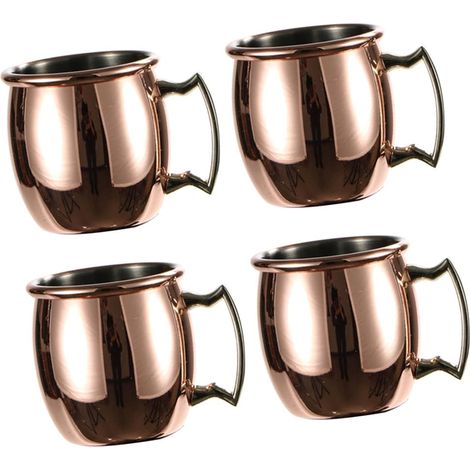 4 tazze Moscow Mule in rame (set da 4), tazze in rame massiccio, fatte a mano - 60 ml