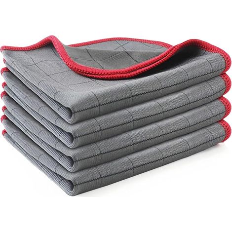 4 Chiffons Microfibre, 30x30cm, Absorption Graisse, Sans Trace Verre, Cuisine Voiture (1/5)