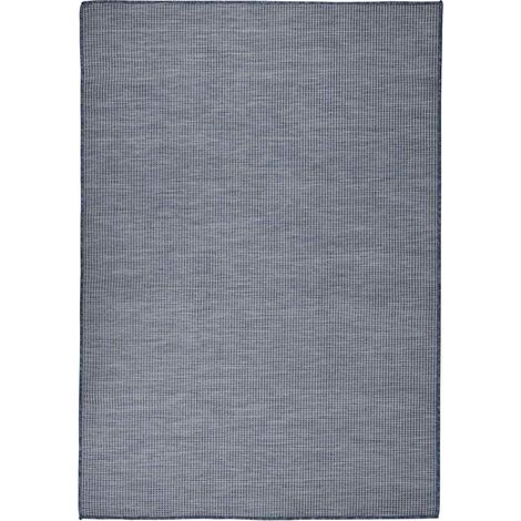 Tapis à tissage plat d'extérieur-Tapis de Jardin 140x200 cm Bleu 443018 (1/5)