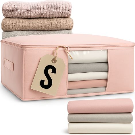 Bettbezug für Aufbewahrungsbeutel für Kleidung unter dem Bett, weichrosa, Größe S (1/5)