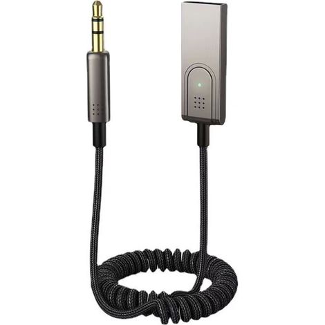 Car Bluetooth 5.1 Receiver, AUX and USB Connection Cable, Car Audio, Call Bluetooth Adapter -- Gray (1/3)
