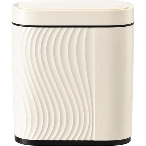Poubelle intelligente à capteur 8 L, poubelle de salle de bain avec couvercle, étanche, convient pour salle de bain, chambre, bureau, cuisine, beige (1/5)