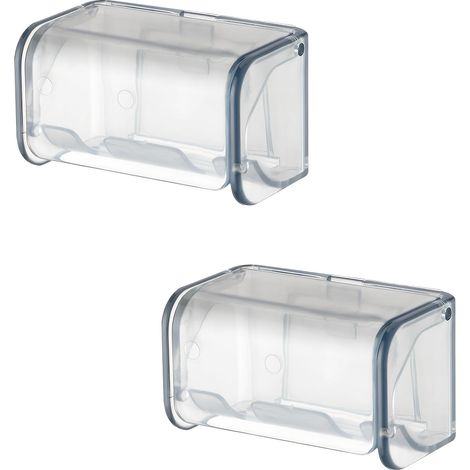 2 Pcs Porte Brosse à Dents Mural avec Couvercle Support Mural Auto-adhésif à 2 Fentes Support de Brosse à Dents électrique Support Brossette Sans Perçage pour Salle de Bain (Gris)