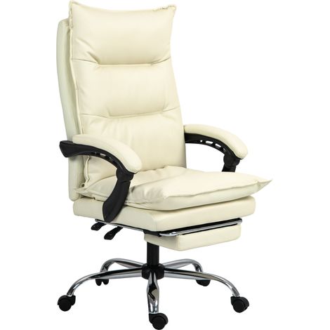 Sedia Ufficio Ergonomica Sedia Scrivania Reclinabile, Poggiapiedi, Beige