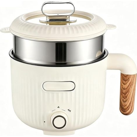 Autocuiseur électrique avec panier à vapeur, poêle électrique 2L, autocuiseur multifonctions portable antiadhésif, mini pot à soupe rapide, poêle de voyage, cuiseur à la pâte, cuiseur électrique (1/5)